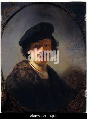 Rembrandt, Auto-portrait avec des yeux ombrés, 1634. Banque D'Images