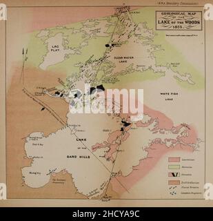 Rapport sur la géologie et les ressources de la région dans les environs du quarante-neuvième parallèle, du lac des Bois aux montagnes Rocheuses Banque D'Images