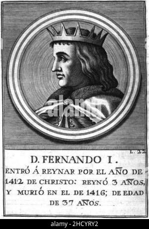 Retrau-308-Rey de Aragón-Fernando I. Banque D'Images