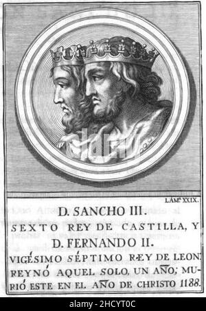 Retrado-251-Reyes de León-Castilla-Fernando II y Sancho III Banque D'Images