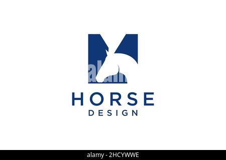 Le logo avec la lettre M initiale est combiné à une tête de cheval moderne et professionnelle Illustration de Vecteur