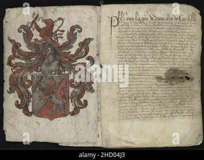 Lettre de récompense du roi Filip II d'Espagne à la famille de Balthasar Gerards, 1590 - 2. Banque D'Images