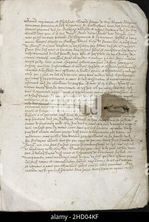 Lettre de récompense du roi Filip II d'Espagne à la famille de Balthasar Gerards, 1590 - 003R. Banque D'Images