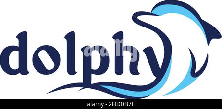 Design moderne et plat AVEC logo bleu aquatique DOLPHY Illustration de Vecteur