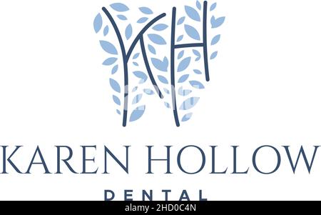 Design initial KH KAREN pour le logo DENTAIRE creux Illustration de Vecteur