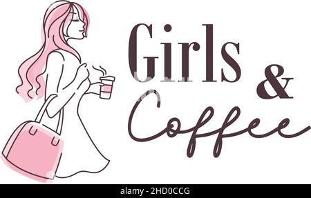 Design moderne POUR LES FILLES ET LOGO « COFFEE Fun » Illustration de Vecteur