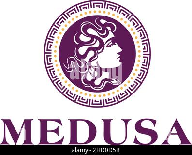 Design plat moderne MEDUSA logo serpent mystique Illustration de Vecteur