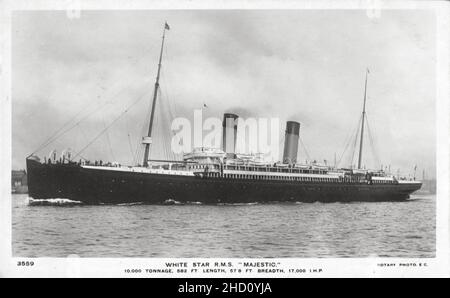 Carte postale RMS Majestic. Banque D'Images