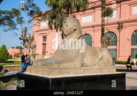 Le Caire, Égypte - 31 janvier 2020 : statue en bâtiment du musée des antiquités égyptiennes, connu communément sous le nom de Musée égyptien ou Musée du Caire, le Caire, Égypte Banque D'Images