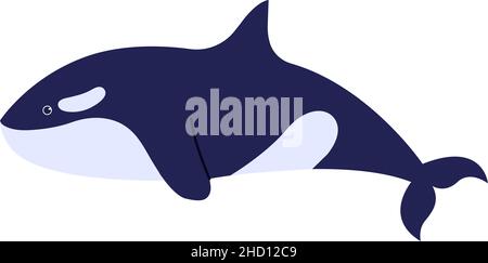 Personnage de dessin animé orque de mer isolé sur blanc Illustration de Vecteur