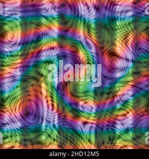 Retro Psychedelic hypnotique Tripy Acid Swirls sans couture texture motif Rainbow Swirl Banque D'Images