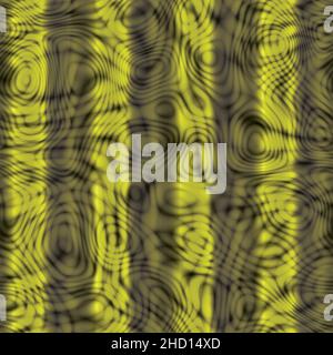 Retro Psychedelic hypnotique Tripy Acid Swirls sans couture texture motif rayures jaunes Banque D'Images