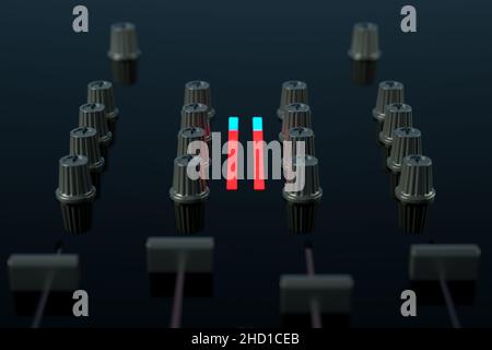 3D console de DJ de rendu avec égaliseur et boutons de réglage Banque D'Images