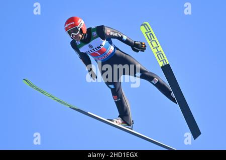 Markus EISENBICHLER (GER), action, saut.Saut à ski, Tournoi international de 70th à quatre collines 2021/22, saut du nouvel an à la colline olympique de Garmisch Partenkirchen le 1st janvier 2022 Banque D'Images