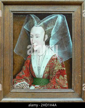 Rogier van der Weyden atelier - Portrait d'Isabella du Portugal - avec cadre. Banque D'Images