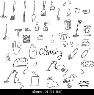 Ensemble d'éléments vectoriels avec éléments à nettoyer.Lave-linge, poudre, sèche-aspirateur. Illustration de Vecteur