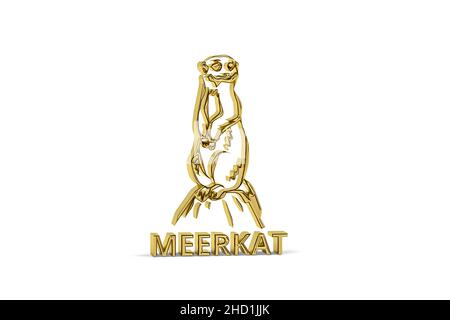 Golden 3D meerkat icône isolée sur fond blanc - rendu 3D Banque D'Images