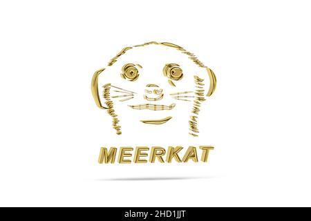 Golden 3D meerkat icône isolée sur fond blanc - rendu 3D Banque D'Images