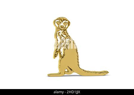 Golden 3D meerkat icône isolée sur fond blanc - rendu 3D Banque D'Images