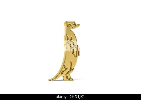 Golden 3D meerkat icône isolée sur fond blanc - rendu 3D Banque D'Images