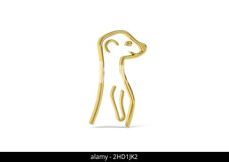 Golden 3D meerkat icône isolée sur fond blanc - rendu 3D Banque D'Images