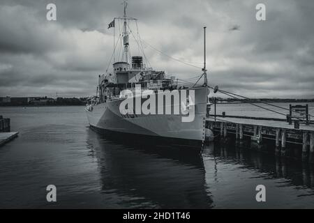 Le NCSM Sackville est la dernière corvette de classe Fleur de la Seconde Guerre mondiale, survécut à 30 convois transatlantiques escortés Banque D'Images