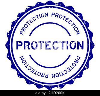 Grafez le mot de protection bleu autour du tampon d'étanchéité en caoutchouc sur fond blanc Illustration de Vecteur