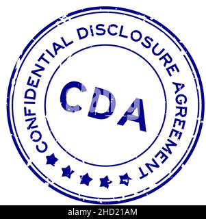 Grunge bleu CDA Abbreviation de l'accord de divulgation confidentielle mot rond caoutchouc cachet sur fond blanc Illustration de Vecteur