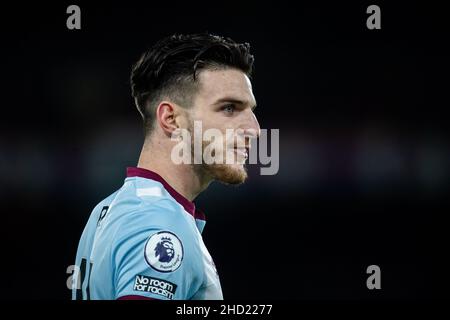 LONDRES, ANGLETERRE - JANVIER 01 : Declan Rice lors du match de la Premier League entre Crystal Palace et West Ham United à Selhurst Park le 1 janvier, Banque D'Images