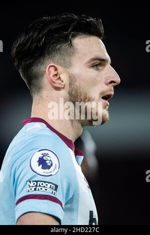 LONDRES, ANGLETERRE - JANVIER 01 : Declan Rice lors du match de la Premier League entre Crystal Palace et West Ham United à Selhurst Park le 1 janvier, Banque D'Images