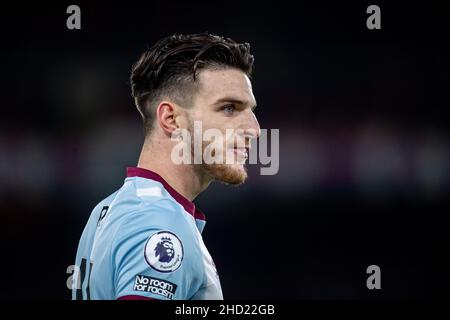 LONDRES, ANGLETERRE - JANVIER 01 : Declan Rice lors du match de la Premier League entre Crystal Palace et West Ham United à Selhurst Park le 1 janvier, Banque D'Images