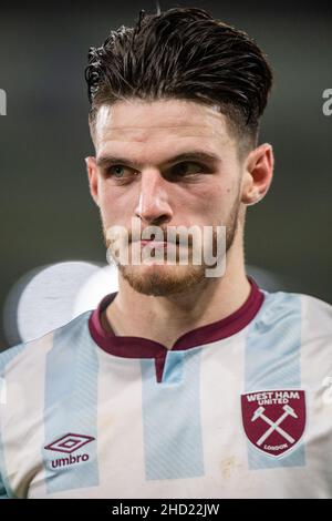 LONDRES, ANGLETERRE - JANVIER 01: Declan Rice de WHU regarde pendant le match de la première ligue entre Crystal Palace et West Ham United à Selhurst par Banque D'Images