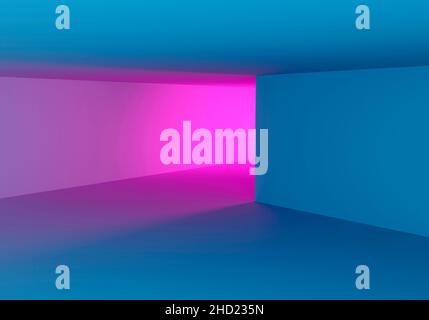 lumières au néon dans les espaces intérieurs avec un style créatif et minimaliste.3d illustration Banque D'Images