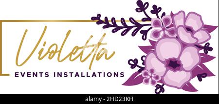 Design moderne coloré VIOLETTA fleur violet logo Illustration de Vecteur