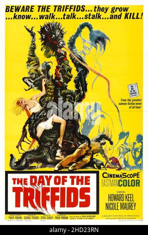 Affiche de film vintage pour le film le jour des Triffids (1962).Film monstre. Banque D'Images