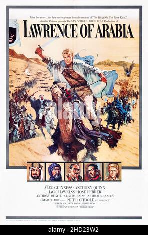 Affiche théâtrale pour le film Lawrence d'Arabie (1963) FEAT Alec Guinness, Anthony Quinn, Jack Hawkins, Jose Ferrer. Banque D'Images