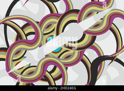 Arrière-plan abstrait avec éléments colorés en forme de branches pour des compositions créatives.Éléments décoratifs sous forme de demi-cercle, formant une chaîne pour mur Banque D'Images
