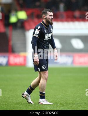 BRISTOL, ROYAUME-UNI.JAN 2nd Tom Bradshaw de Millwall photographié lors du match de championnat Sky Bet entre Bristol City et Millwall à Ashton Gate, Bristol, le dimanche 2nd janvier 2022.(Crédit : Kieran Riley | INFORMATIONS MI) crédit : INFORMATIONS MI et sport /Actualités Alay Live Banque D'Images