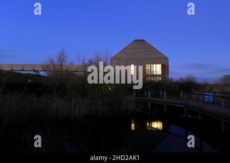 Centre d'accueil de la réserve naturelle de Welney Wash, village de Welney, Cambridgeshire, Angleterre, Royaume-Uni Banque D'Images