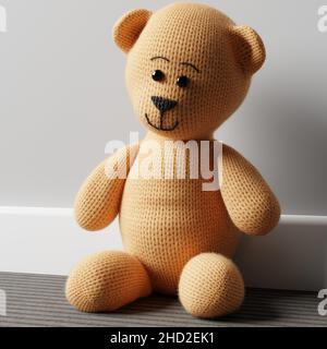 ours en peluche assis au mur, cgi rend l'image Banque D'Images