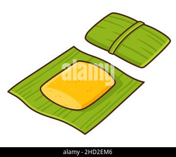 Humita, plat traditionnel sud-américain enveloppé de feuilles de maïs.Dessin de dessin animé, illustration de clip art vectoriel isolée. Illustration de Vecteur