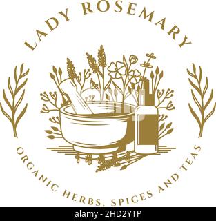 Design moderne LOGO Lady ROSEMARY Healthy Illustration de Vecteur