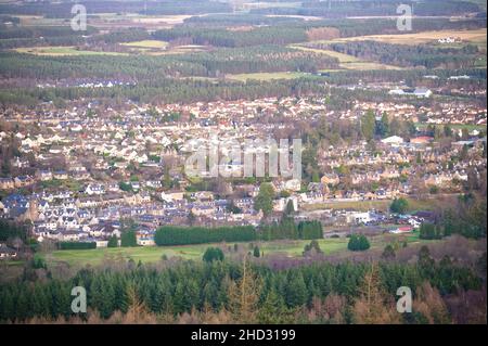 Vue aérienne du village de Banchory dans l'Aberdeenshire Banque D'Images