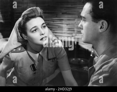 Patricia Neal, Richard Todd, sur le tournage du film, « The Hasty Heart », Warner Bros., 1950 Banque D'Images