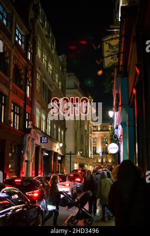 Soho la nuit en décembre Banque D'Images