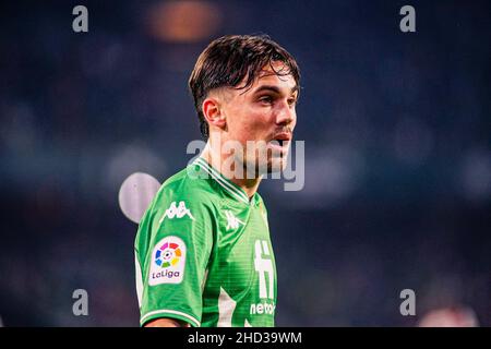 Séville, Espagne.02nd janvier 2022.RodSanchez de Real Betis vu lors du match de la Liga Santander 2021/2022 entre Real Betis et RC Celta de Vigo au stade Benito Villamarin à Séville.(final Score; Real Betis 0:2 RC Celta de Vigo) Credit: SOPA Images Limited/Alay Live News Banque D'Images