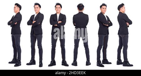 Collage de diverses photos de jeune homme d'affaires réussi Banque D'Images