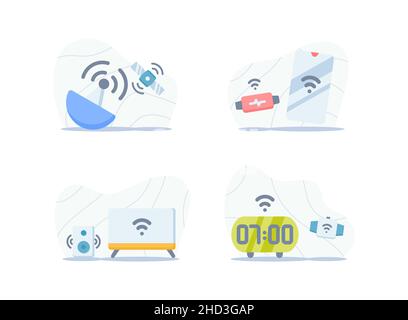 iot technologie internet des objets concept de jeu d'icônes simple avec illustration vectorielle de 4 variations Banque D'Images