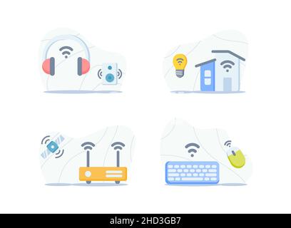 iot technologie internet des objets concept de jeu d'icônes simple avec illustration vectorielle de 4 variations Banque D'Images