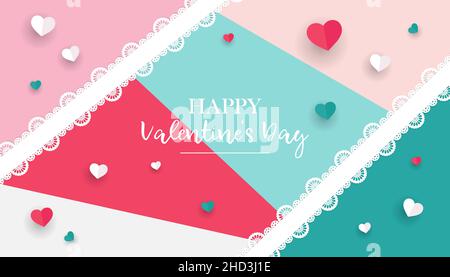 Bonne Saint-Valentin fond avec ruban en papier coupé et coeurs.Illustration vectorielle Illustration de Vecteur